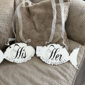 Brand new Wedding chair signs for the bride and groom.